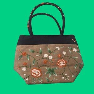 Claire V. 90s Y2K Handbag Vintage satin mini bag floral embroidered print